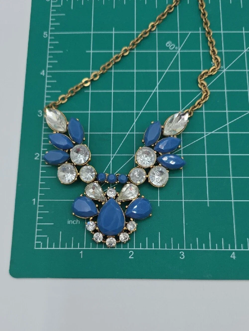 J. Crew Blue and Clear Crystal Bib Necklace